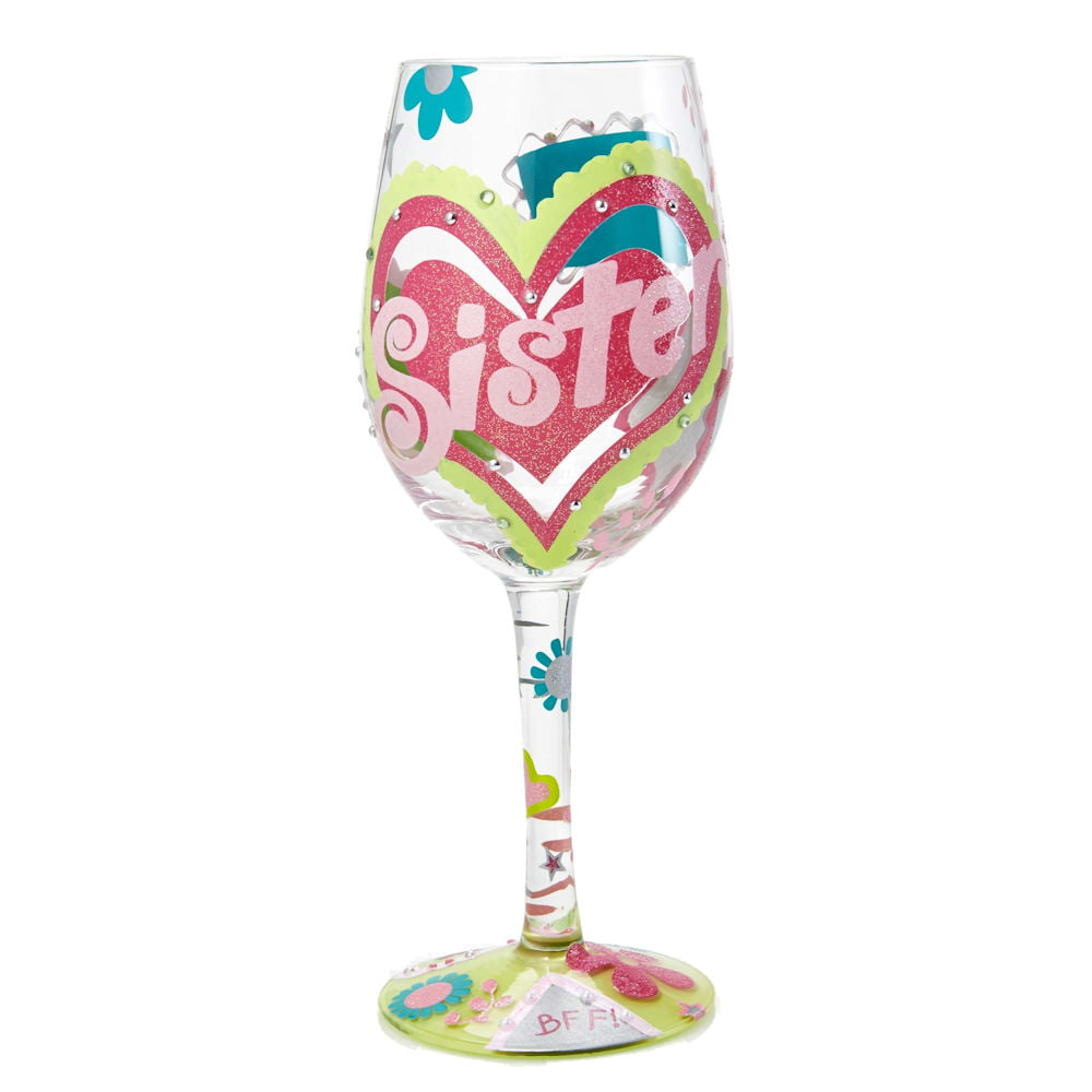 2PK Lolita Cancer Zodiac Wine Glass Colourful Handmade Decorated Personal Gift 
