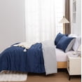 thumbnail image 5 of King Comforter Set All Season Reversible Bed Set with 2 Pillow Cases 3 Pieces Bedding Sets Down Alternative Blue/Gray Comforters, 5 of 8