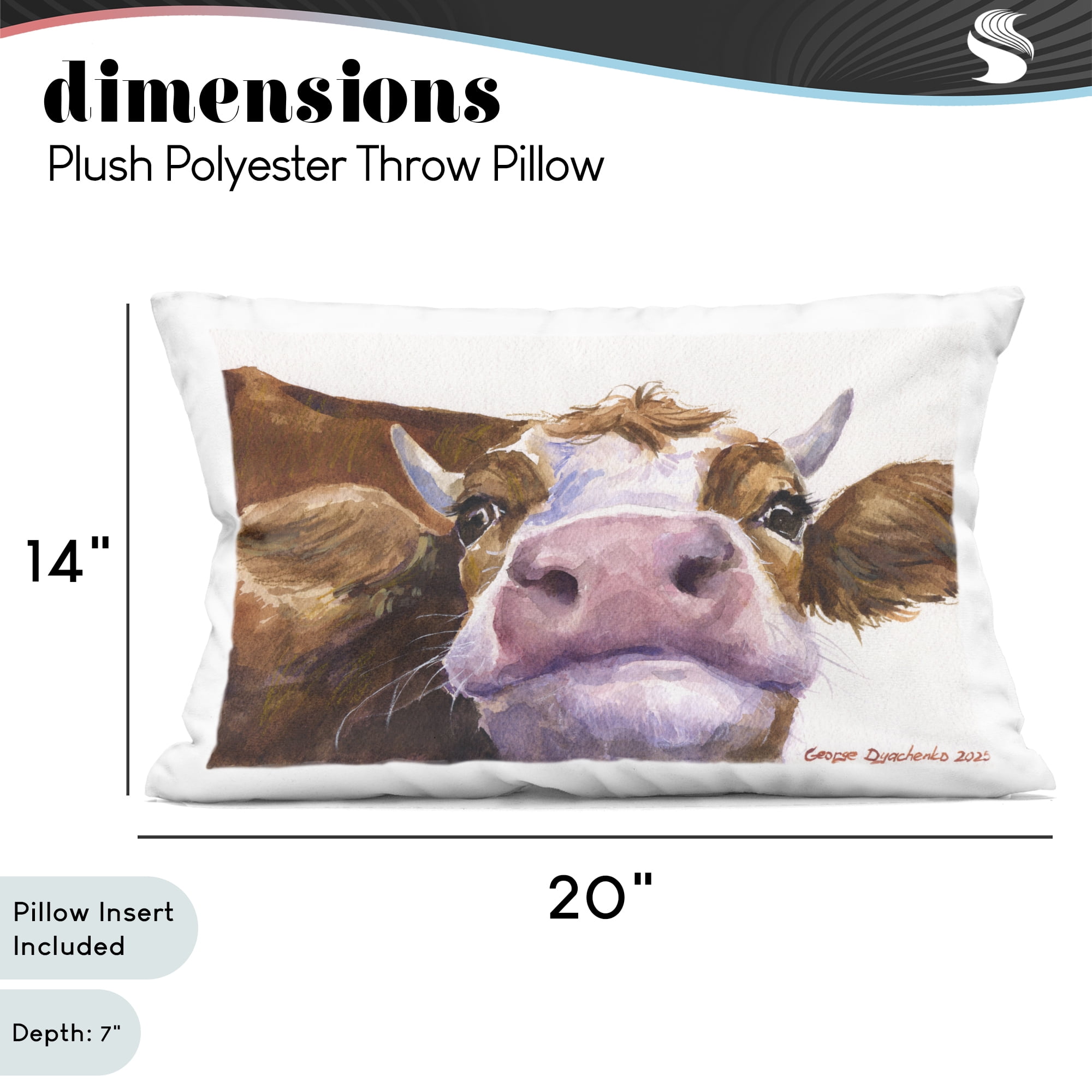 Stupell Industries Cute Cow Close Up Decorative Printed Throw Pillow, design by George Dyachenko