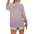 thumbnail image 5 of Bovemsi Women's Long Sleeve Tops Loose Shirt Top Stand Solid Color Collar Casual Long Sleeve Blouse, 5 of 9