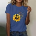 thumbnail image 2 of Ruimatai Womens Summer Casual Tops Female Fashion Sunflower Print Graphic Shirt Women's Crewneck Short Sleeve Loose T-Shirt, 2 of 4