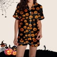 thumbnail image 5 of RMGVDSD Halloween Pajamas Set for Women 2 Piece Cute Pumpkin Print Short Sleeve Sleepwear Button Down Loungewear Holiday Party Pajama Shorts Sets, 5 of 7