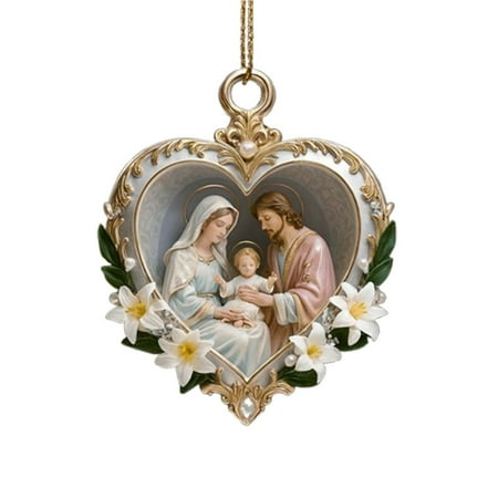 YOHAVEN Religious Christmas Ornament Holy Family with Lilies Frame for Tree Mantle Holiday Decorations Spiritual Xmas Home Decor Seasonal Celebrations Gift for Families YOHAVEN Religious Christmas Ornament Holy Family with Lilies Frame for Tree Mantle Holiday Decorations Spiritual Xmas Home Decor Seasonal Celebrations Gift for Families