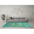thumbnail image 3 of Ahgly Company Machine Washable Indoor Square Abstract Turquoise Blue Modern Area Rugs, 7' Square, 3 of 4
