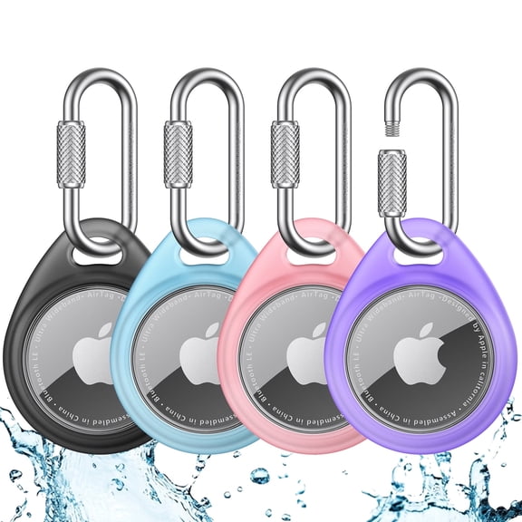 UNBREAKcable 4 Pack Waterproof Case for Apple AirTag with Carabiner