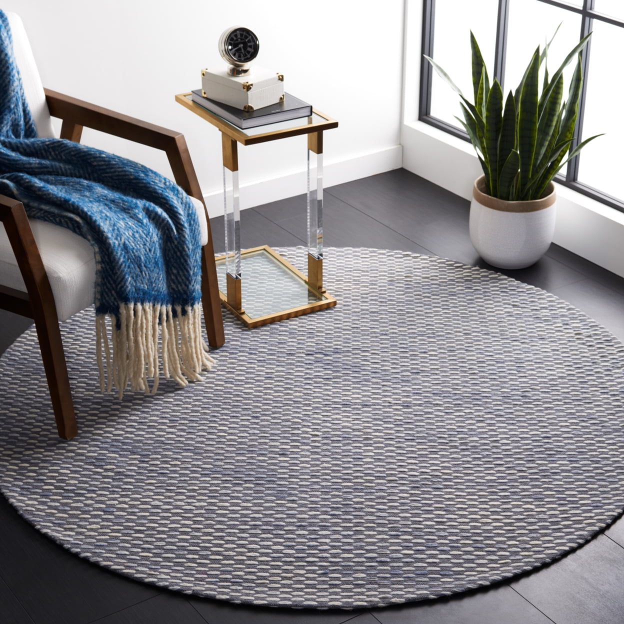 SAFAVIEH Marbella Carlene Geometric Striped Area Rug, Grey/Beige, 6' x 6' Square