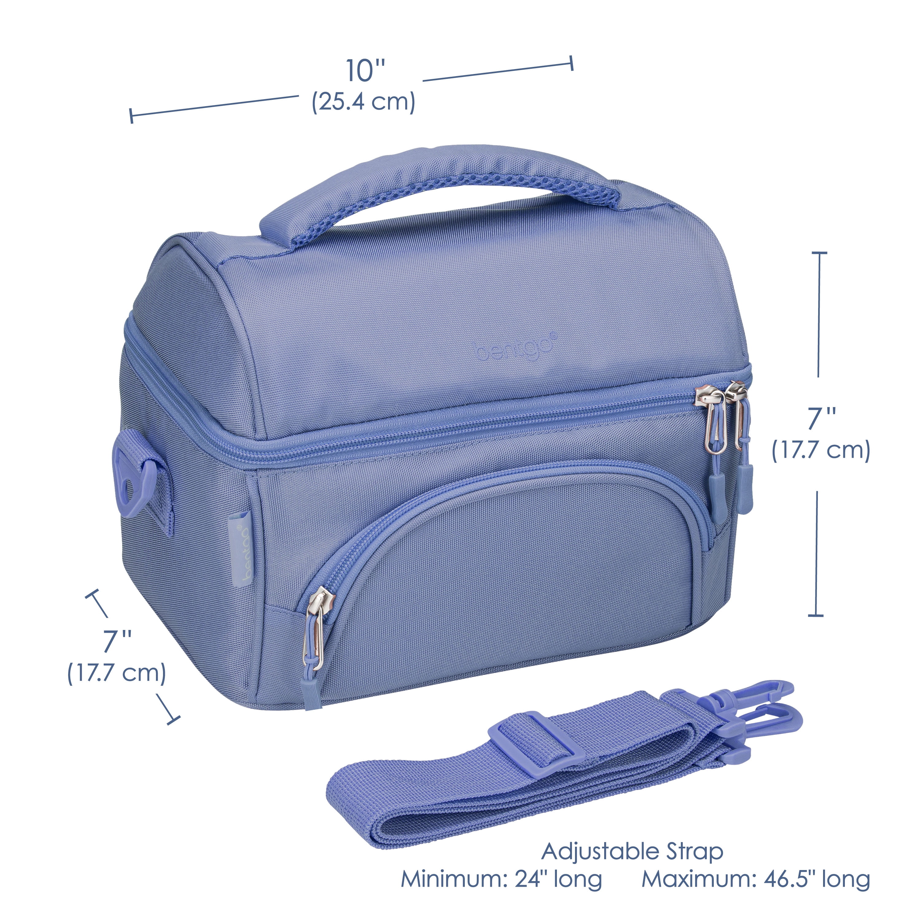  Bentgo® Deluxe Lunch Bag - Durable and Insulated Lunch Tote  with Zippered Outer Pocket, Internal Mesh Pocket, Padded & Adjustable  Straps, & 2-Way Zippers - Fits Most Lunch Boxes (Purple): Home