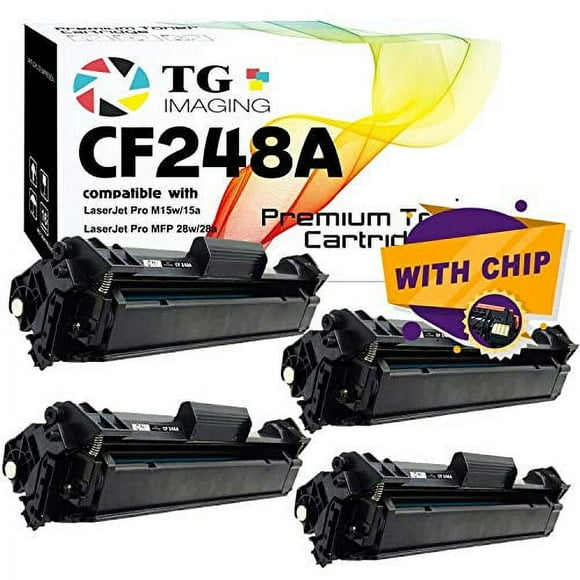 (Lot de 4) TG Imaging 48A Compatible HP 48A CF248A Cartouche de Toner / 4xNoir Noir Pack Combo / Utilisé pour HP Pro MFP M28w M29w M28a M29a M15w M16a M15a m