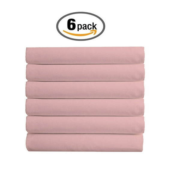 The Great American Store's Ultra-Soft 1800 Series Microfiber Solid Fitted Sheet Side Pocket/Pouch Organizer (Pack of 6, Full, Pink)- Fade and Wrinkle Resistant - Hypoallergenic