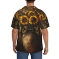 thumbnail image 3 of Gukieu Rustic Sunflower Bouquet Print Men's Short-sleeved Shirts, Button-down Pocket Shirts, T-shirts, Beach Vacation Travel Summer Clothing-3X-Large, 3 of 5