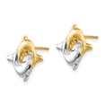 thumbnail image 2 of Real 14kt Madi K With Rhodium Dolphin Post Earrings; for Adults and Teens; for Women and Men, 2 of 3