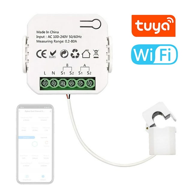 Riwcyla Wifi Intelligent Energy Meter Solar PV System Power Production Consumption Bidirectional Monitoring Meter Mobilephone APP Control Power Monitor with CT