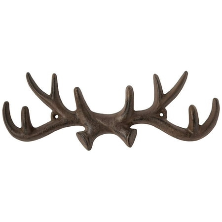 Antique Vintage Cast Metal - Vintage Cast Iron Deer Antlers Wall Hooks Antique Finish Metal Clothes Hanger Rack w/Hooks