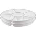 thumbnail image 1 of CPDD Premium Round Plastic Tray | Disposable, Heavy Duty 6 Sectional Serving Platter | BPA Free – Perfect for Snacks and Appetizers |, 1 of 7