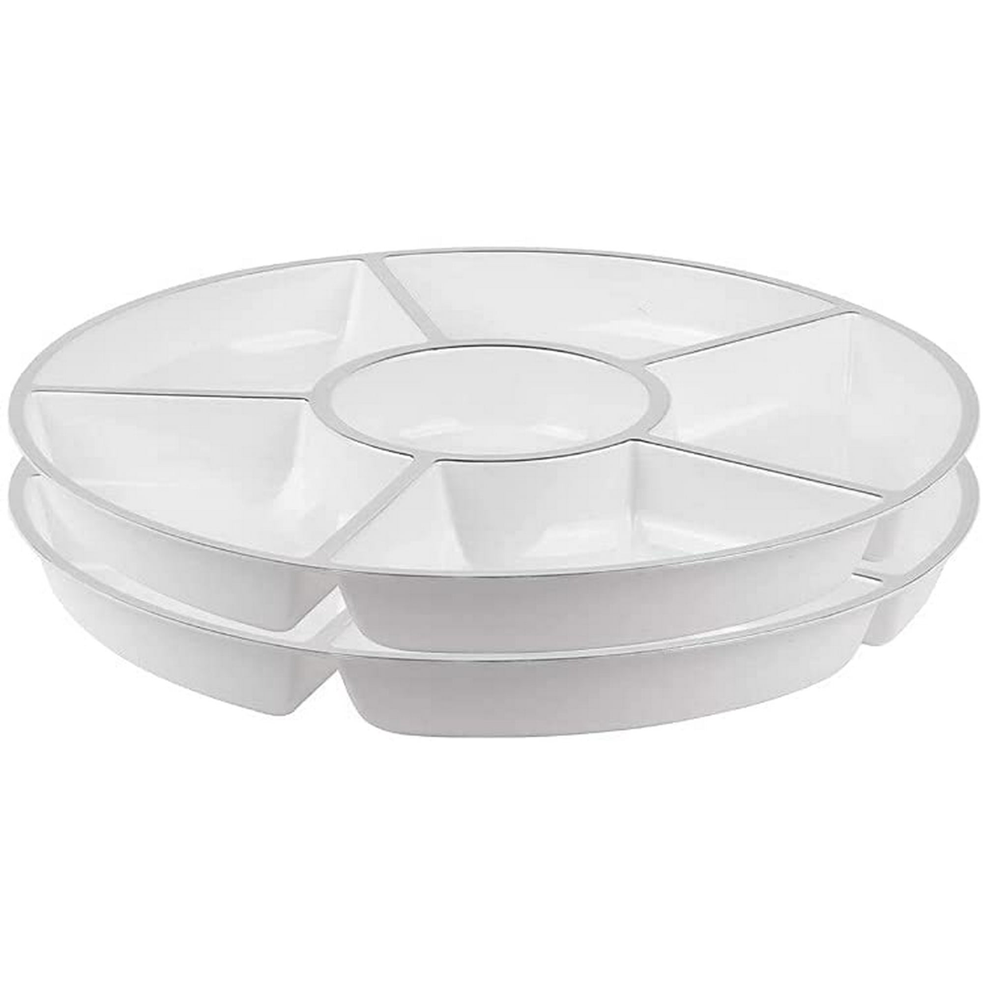 Cpdd Premium Round Plastic Tray Disposable Heavy Duty 6 Sectional Serving Platter Bpa Free Perfect For Snacks And Appetizers Other 11.18 X 10