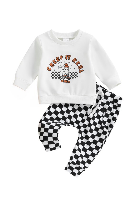 Toddler Baby Girl Boy Halloween Outfit Pumpkin Long Sleeve Sweatshirt Tops Pants Set 2Pcs Infant Fall Winter Clothes