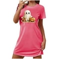 thumbnail image 2 of Tnhcen Women's Halloween Print Plus Size Short Sleeve Crewneck Sleepwear Dress | Soft Double Brushed Milk Silk Pajama Nightgown S-2XL | Plus Size Comfortable Sleepwear for Women, 2 of 3
