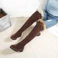thumbnail image 5 of SACFOF Women's Winter Over The Knee Boots Fur Lined Thigh High Low Heel Faux Suede Combat Boots Riding Winter Snow Boots, 5 of 6