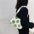 thumbnail image 3 of Bolso de hombro con estampado de flores a la moda, bolsos pequeños de felpa de invierno para mujer (verde) Tmvgtek Oficina Multiescena Multifunción, 3 of 9