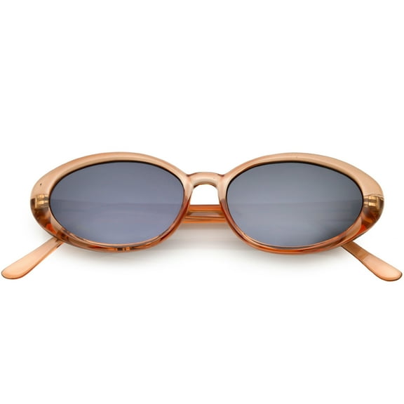 True Vintage Colored Translucent Oval Sunglasses Mirror Lens 51mm (Orange / Smoke Mirror)