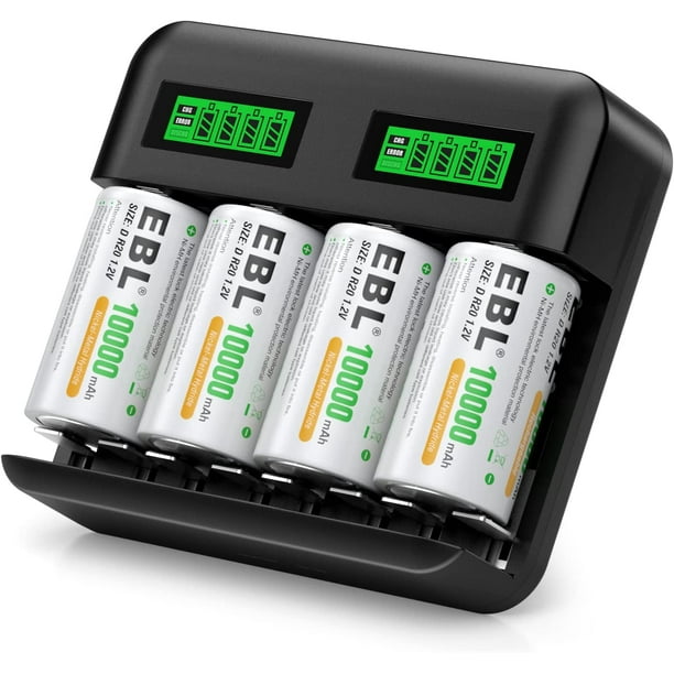 EBL LCD Rechargeable Battery Charger for NiMH AA AAA C D Rechargeable