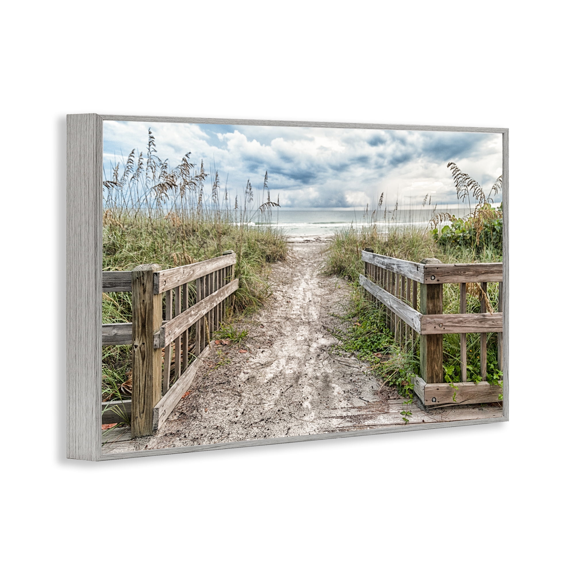Stupell Industries Beach Entrance Fence Gray Framed Giclee Art, design by Mary Lou Johnson