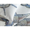 thumbnail image 4 of Ambesonne Nautical Quilted Bedspread Set 3 Pcs, Wooden Ship Wheel, Queen Size, Blue White, 4 of 5