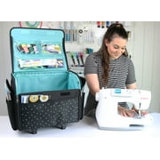 Everything Mary Rolling Sewing Machine Tote, Black & White Triangle, Large with Wheels