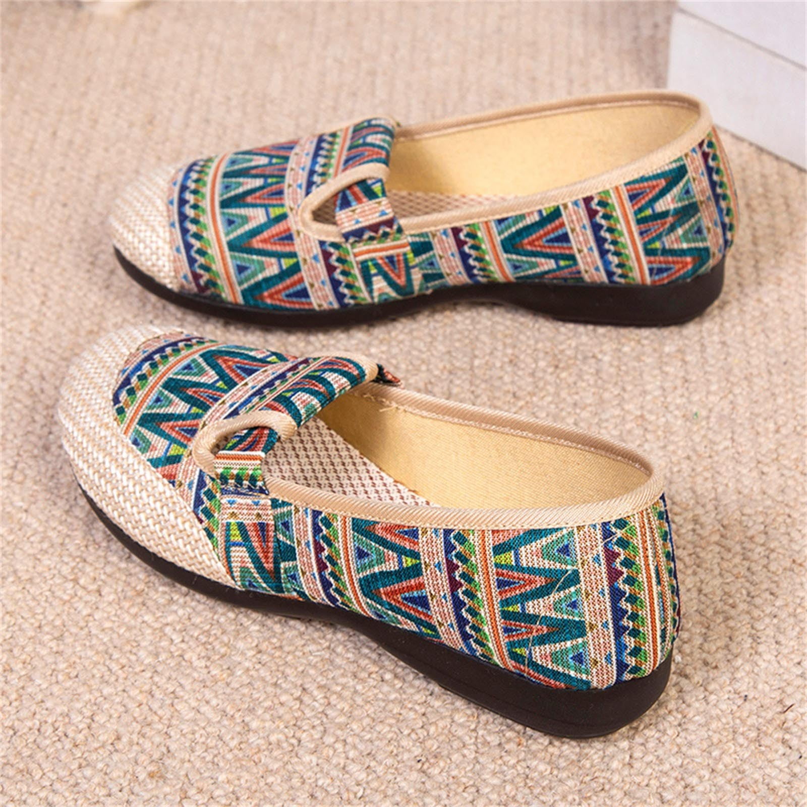 Green St Patricks Day Ethnic Pattern Casual Womens Extra Light Flat Boat Shoes Girls Loafer Shoes 
