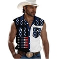 thumbnail image 2 of Yaoyar Mens Sleeveless 4th of July Shirts Casual American Flag Stars and Stripes Button Down Patriotic Tank Top with Pockets, 2 of 5
