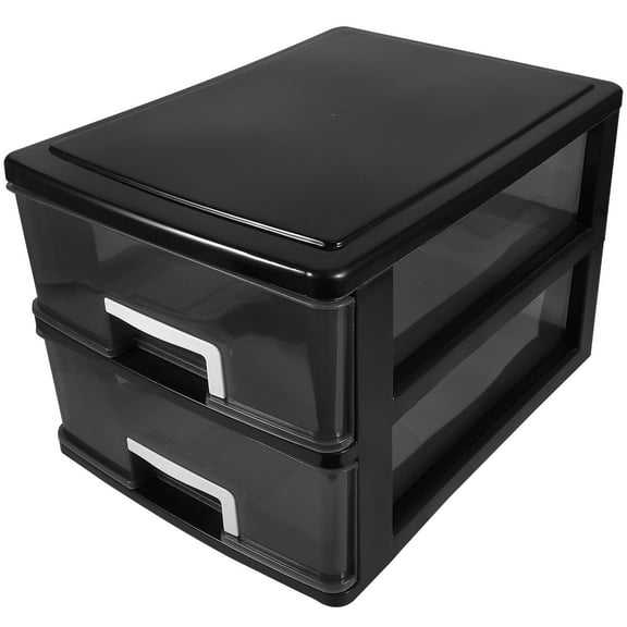 AURARMLET Desktop Organizer Storage Box with Drawers, Black PP Material, Home and Office Desk Organizer for Adults, 1 Set