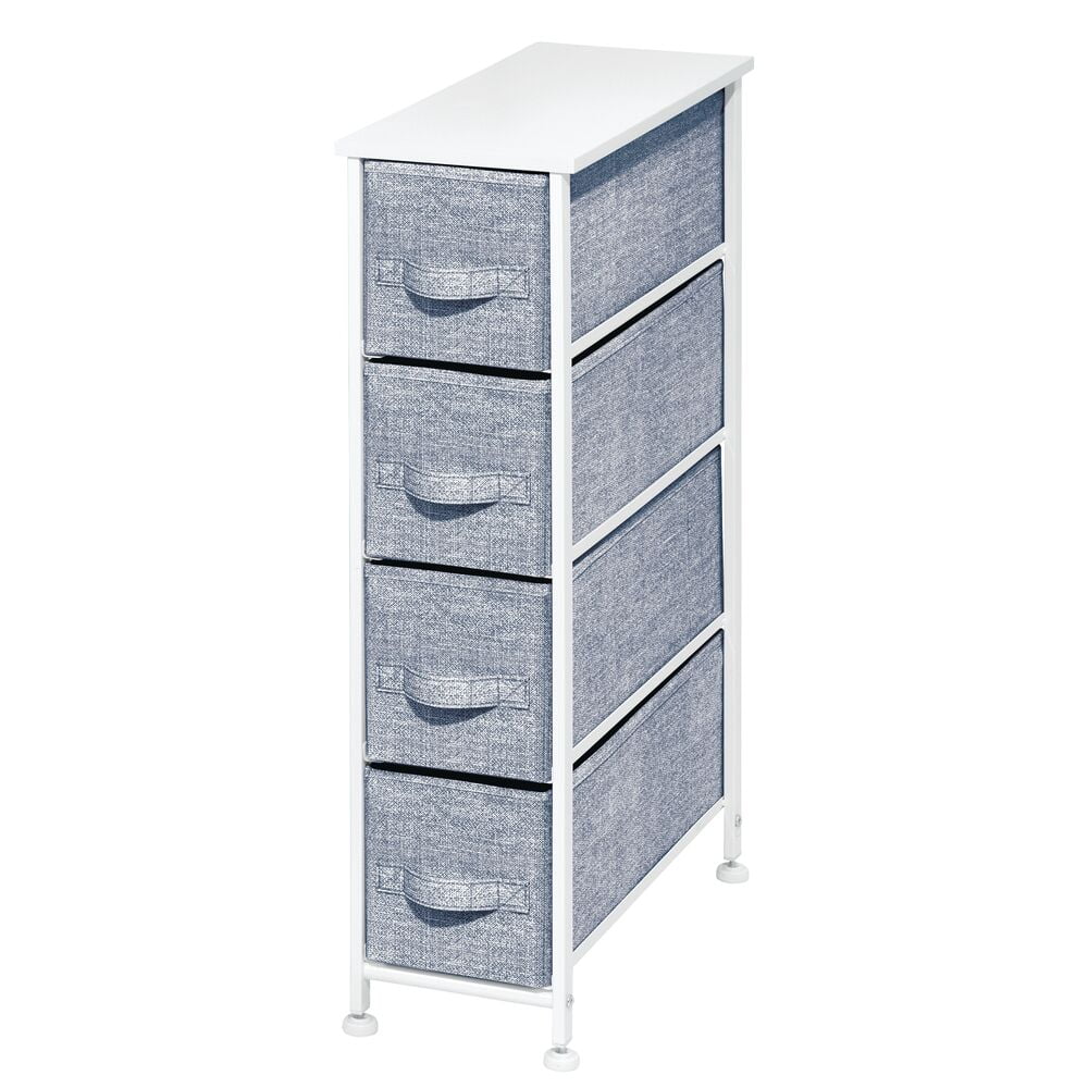 mDesign Narrow Vertical Dresser Drawers Sturdy Steel Frame, Wood Top