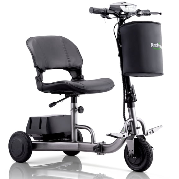 Upgrade Mobility Scooter Lightweight Foldable,All Terrain Mobility Scooters for Seniors & Adults,Arshin 300lbs Electric Wheelchair Strong Device for Travel,2 Batteries,Variable Speed(Gunmetal)