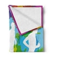 thumbnail image 2 of Fitness Soft Flannel Fleece Throw Blanket, Runners Silhouettes on Watercolor Splashes Jogging Outdoors Sportsman Marathon, Cozy Plush for Indoor and Outdoor Use, 50" x 70", Multicolor, by Ambesonne, 2 of 5