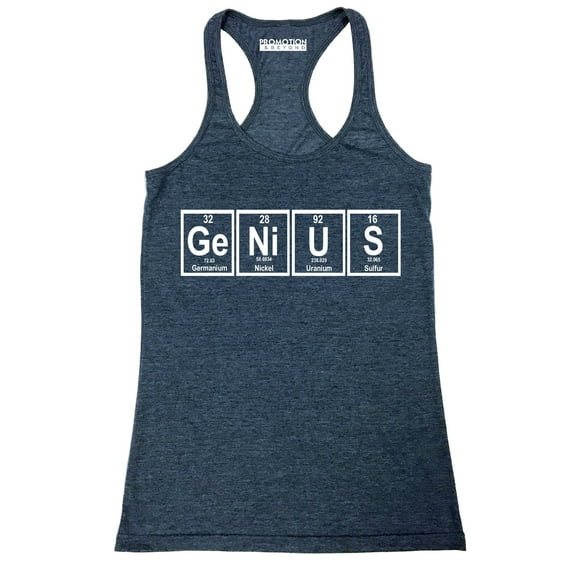 P&B Genius Periodic Table Funny Women's Tank Top, Heather Navy, 2XL