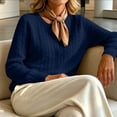 thumbnail image 6 of Aaihamo Women Fall Winter Long Sleeve Knitted Cardigan Open Front Button Down Casual Solid Blouse Sweater, Navy L, 6 of 6