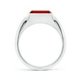 thumbnail image 2 of ANGARA Lab Grown 3 Ct Emerald-Cut Ruby Signet Ring in 925 Sterling Silver for Women (Size-9x7mm) | July Birthstone, Birthday, Anniversary, Jewelry Gift for Women | Lab Grown Ruby Ring, 2 of 8