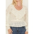 thumbnail image 3 of Shyanne Women's Floral Embroidered Chiffon Ruffle Blouse - SWHO22W64   US, 3 of 4
