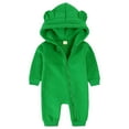 thumbnail image 2 of Leey-World Boys Jumpsuit Newborn Fluffy Baby Girl Winter Romper Solid Color Onesie Plush Hooded Long Sleeve Jumpsuit Bodysuit Infant Fall Clothes(Green,0-3 Months), 2 of 7