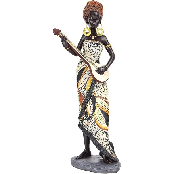 Escultura africana de 12 pies para decoración del hogar, estatuas y esculturas africanas de músicos para decoración del hogar, decoración africana para sala de estar, arte africano, dama tribal