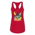 thumbnail image 2 of Wild Bobby Dean Russo Colorful Blue Eyes Cat Cat Lover Women Racerback Tank Top, Red, X-Large, 2 of 5