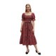 thumbnail image 1 of Vestido de mujer de otoño con estampado a cuadros, mangas abullonadas, escote cuadrado, corpiño ajustado y corte en A fluido., 1 of 7