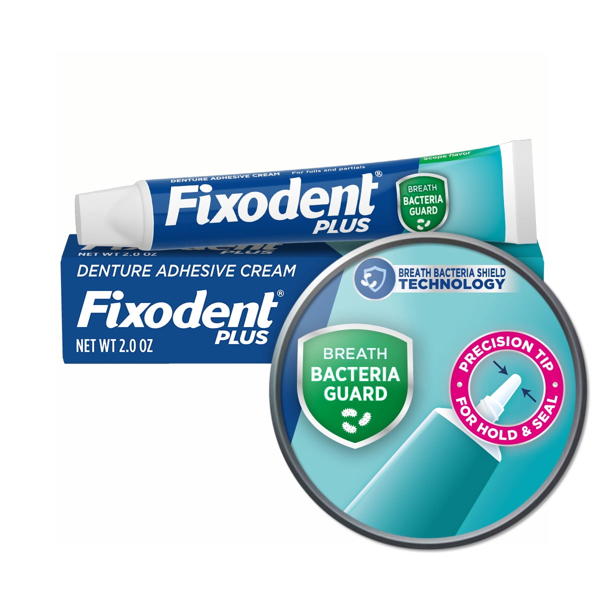 Fixodent Plus Scope Denture Adhesive Cream, Precision Hold, 2 oz