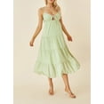thumbnail image 2 of Kmbangi Robe Midi Cami d'Été pour Femmes Couleur Unie Bretelles Spaghetti Dos Nu Tie-Up Partie Beach A-line Robe, 2 of 9