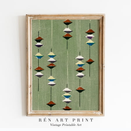 Vintage Japanese Art Poster Muted Green Japandi Decor Design1 Poster, Unframed Size 8x12