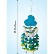 Parrot Toys for Large Birds, Parrots Chew Toy Gift with Colorful Wood Blocks and Bells for Macaws African Grey and Amazon Parrots (Blueberry Style)