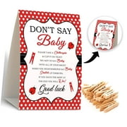 FREEAMG Don't Say Clothespin Games, Ladybug Shower (Includes 1 Sign and 50 Mini Clothespins), Gender Neutral Shower Decorations and Supplies - Style 07