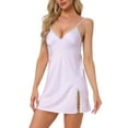 thumbnail image 4 of INSPIRE CHIC Womens Sliky Nightgown Sexy Lace Slip Dress Satin Cami Sleepwear Sleeveless Lingerie Chemise S Purple, 4 of 6