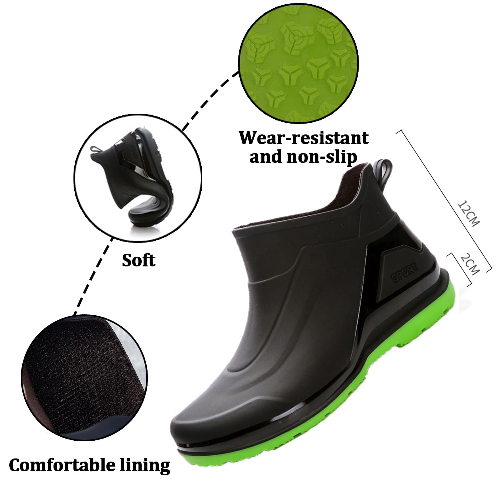 AUXDIQ Rain Boots Men Short Ankle Waterproof Rain Shoes Outdoor Garden Shoes