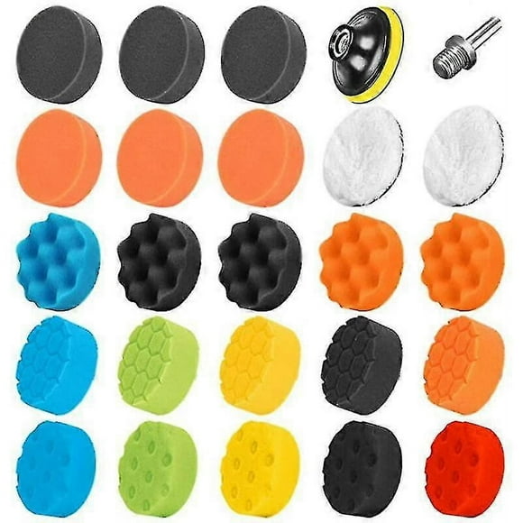 25pcs 80mm Buffing Pad Polishing Sponge Sponge Polish Kit For Avem14 Drill Bit For Car Sanding Buffing For Ro/da Dual Action Polisher Buffing
